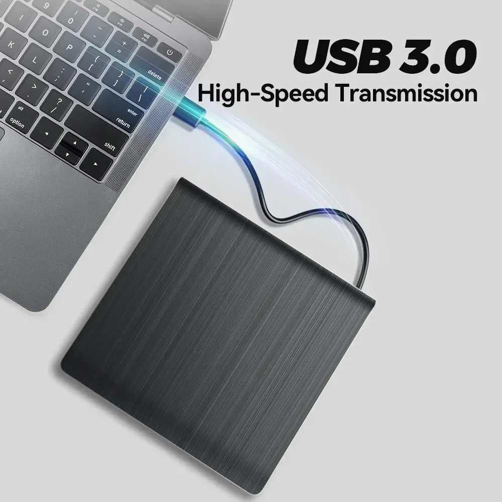 USB3.0ภายนอก CD DVD ไดรฟ์ซีดี/ดีวีดีเครื่องเล่นแบบพกพาเครื่องเขียนคอมพิวเตอร์ตั้งโต๊ะหนึ่งคอมพิวเตอร์โน๊ตบุ๊คออปติคอลเครื่องเล่นดิสก์ไดรฟ์สำหรับแล็ปท็อปพีซี