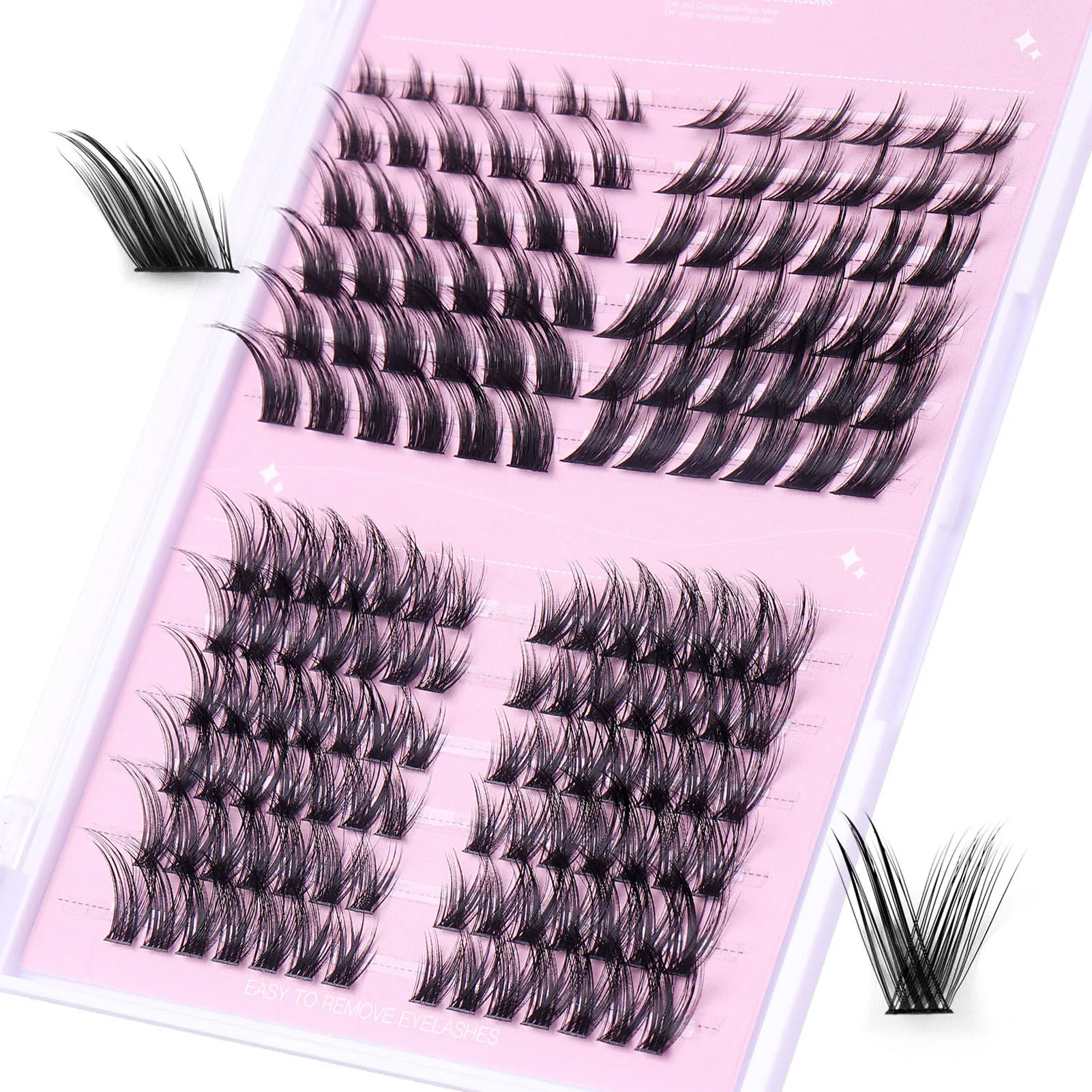 DIY Clusters lash kit Thick volume false eyelash extenstions bond and seal strong glue tweezer set Fluffy Eyelashes supplies