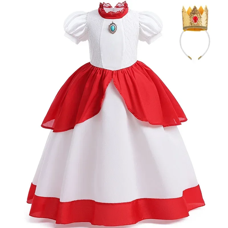 Princesa Peach costume for girls game cosplay dress kids birthday party stage performace Halloween carnival outfits