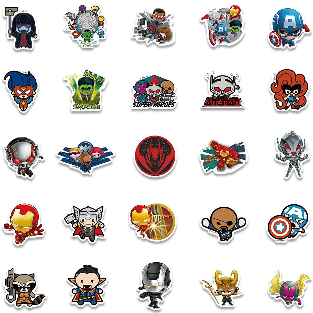 Disney The Avengers Marvel Stickers for Laptop Phone Snowboard Luggage Fridge DIY Decal Kid Toy Graffiti Sticker Gift