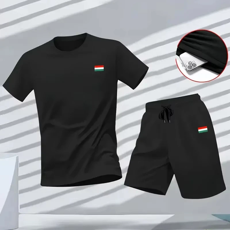 

Outdoors Jogging New Two-piece Set Versatile Shorts-sleeved T-shirt and Sport Short Daily Men's Tracksuit Casual Quality Summer