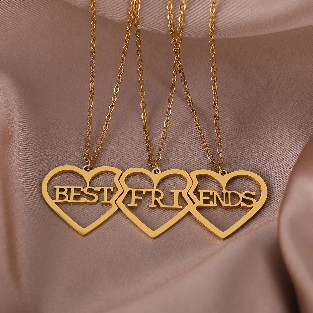 Stainless Steel Necklaces Fashion Best Friends Pendants 3 Pcs/ Set Chains Choker Broken Heart BFF Good Friendship Jewelry Gifts