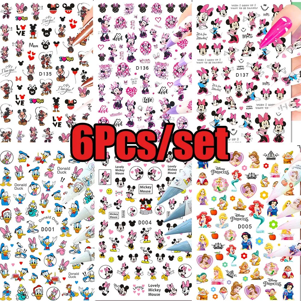 ﻿ 6 pz/set 3D Cartoon Stitch Angelo Nail Art Sticker Rosa/Blu Kawaii Stitch Nail Slider Espressione Multipla Adesivo Punto Decal
