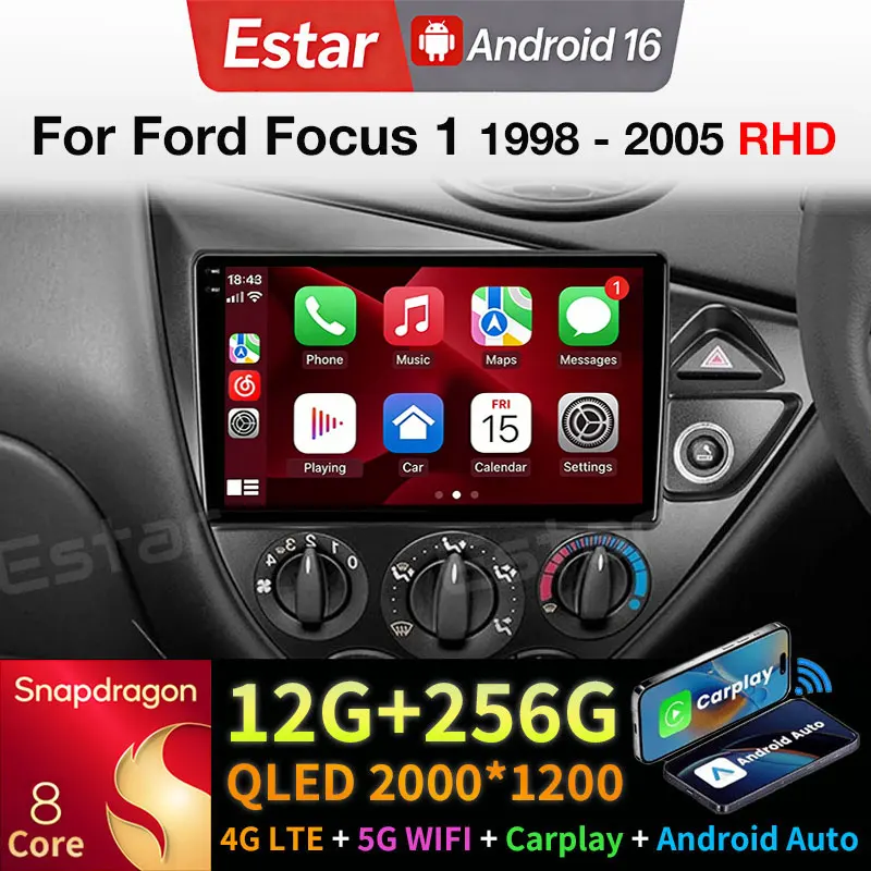 Android 16 Carplay For Ford Focus 1 1998 - 2005 RHD Wireless Navigation Navi Stereo DSP BT 360 Camera Video Player Car Radio GPS