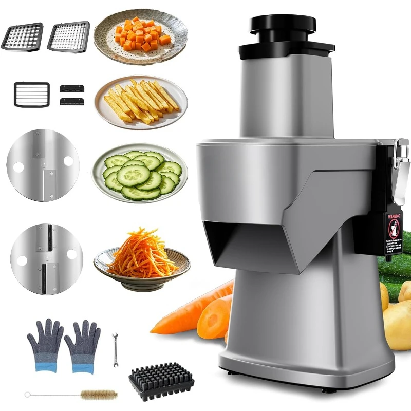 4 in 1 Electric Vegetable Chopper Multifunctional Food Cutter＆Slicer, Automatic for Slicing Shredding Dicing and Slitting