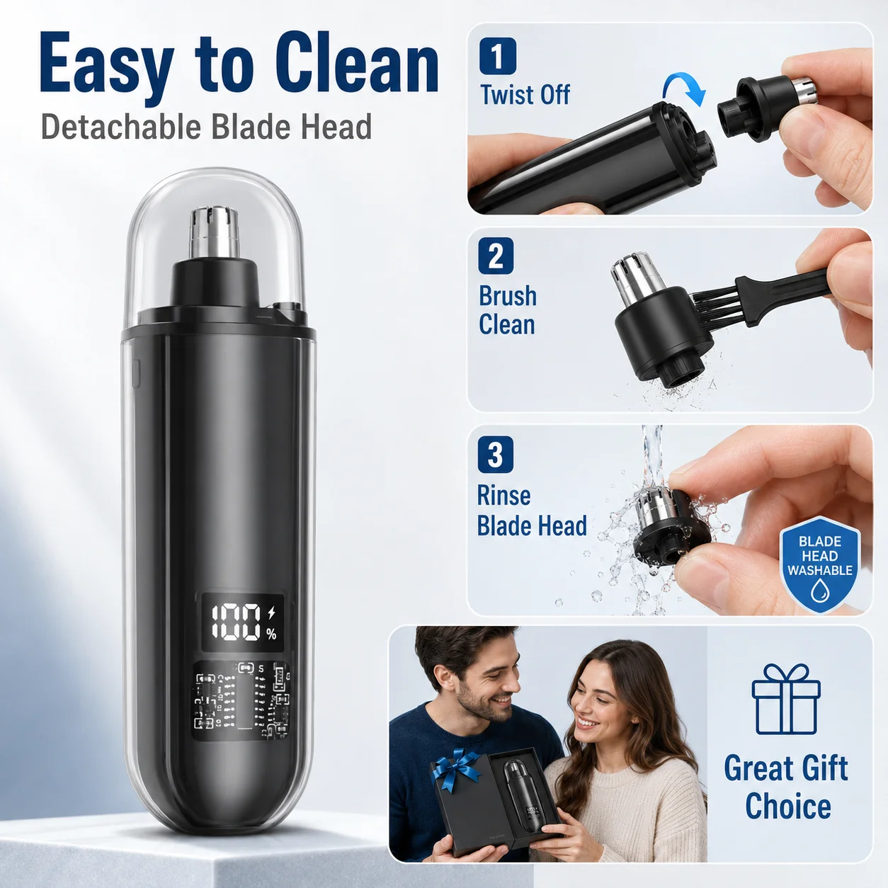 Electric Nose Hair Trimmer Rechargeable USB Ear Hair Trimmer Waterproof Men Grooming Shaver Facial Hair Remover Portable Tool gallery 5