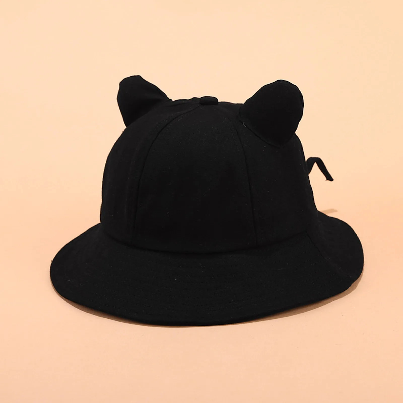 Women Cute Solid Color Cotton Bucket Hat Cute Cartoon Cat Ear Beach Hat Fisherman Hat Sun Cap Kids Outdoor Travel