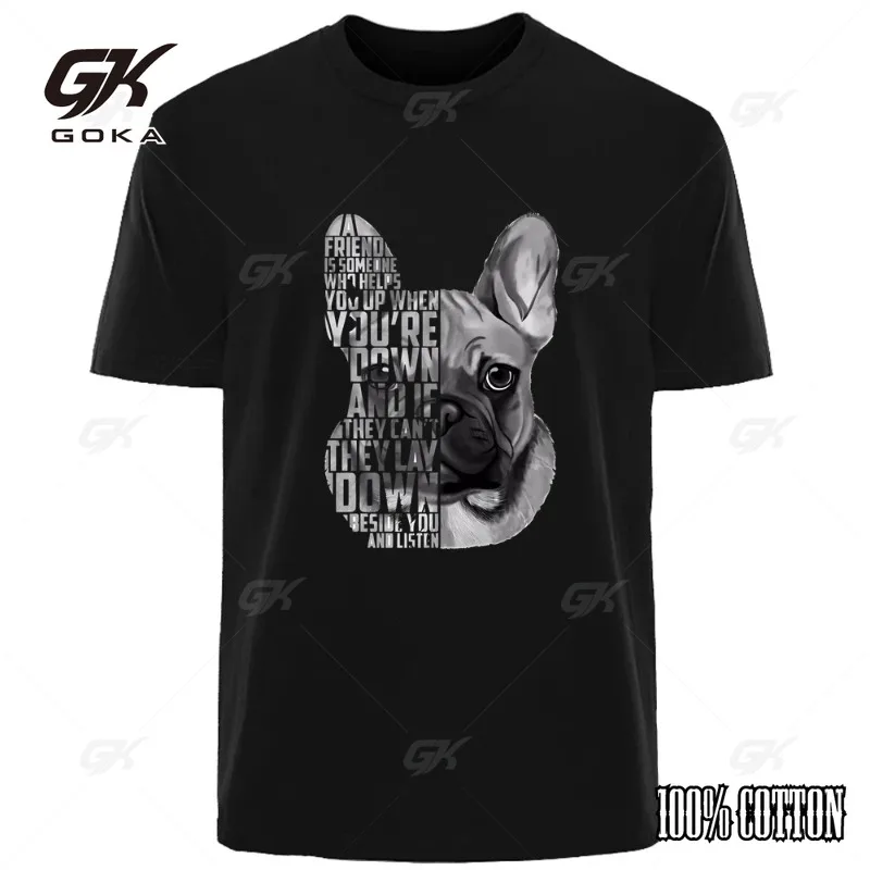 

Handsome French Bulldog Print Vintage High Quality Men Cotton Material Breathable T-Shirt Outdoor Casual Fashion Men Street Wear