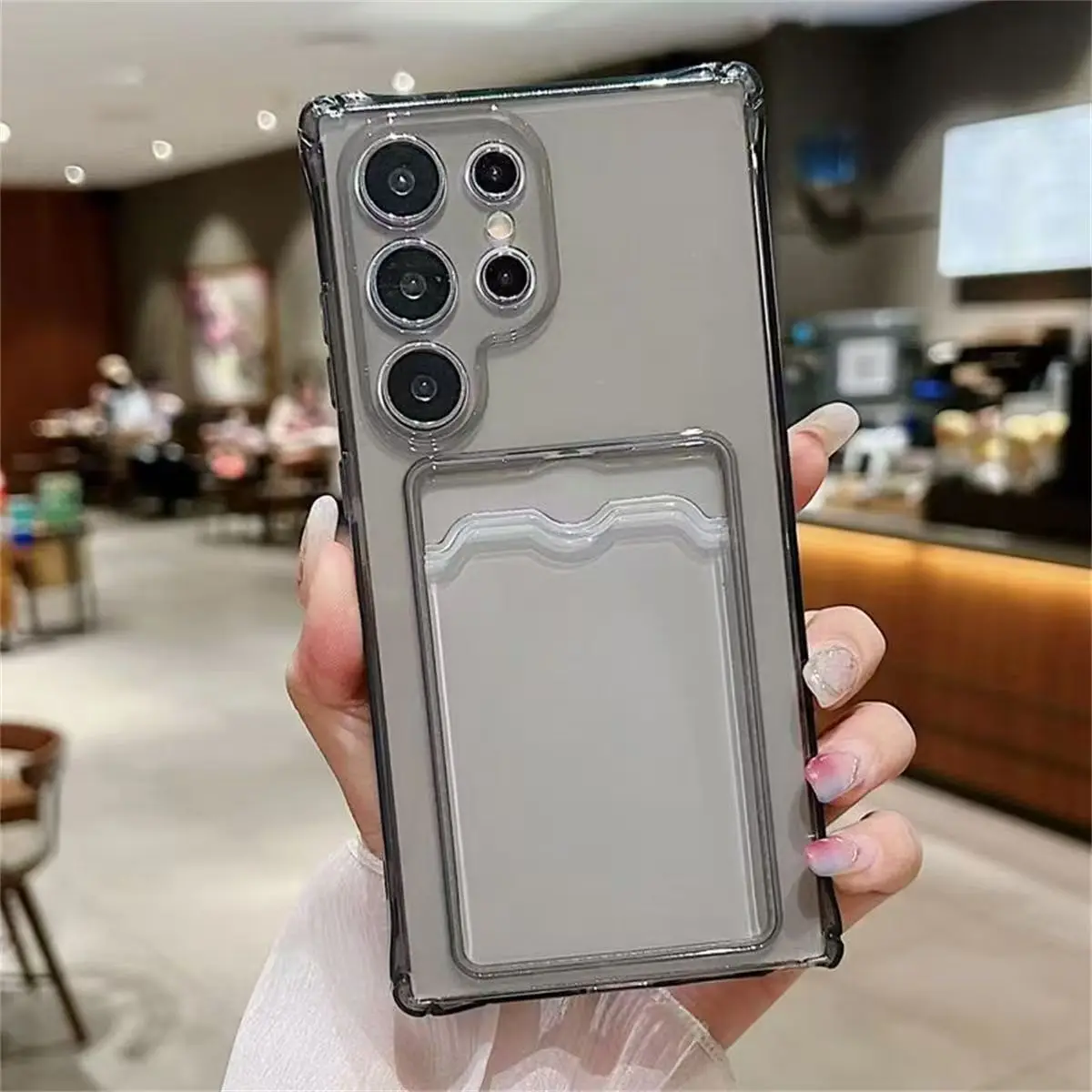 Clear TPU Can Store ID Student Bank VIP Card Bags Phone Case For Samsung Galaxy A73 A72 A57 A56 A55 A54 A53 A52 A52s 4G 5G Cover