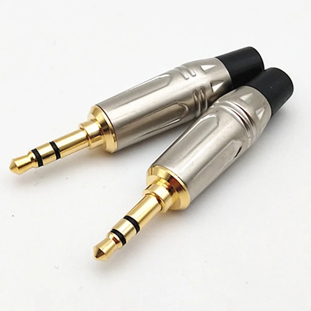 1PC Gold-plated 3.5mm Headphone Jack Plug Three-core Stereo Two-channel Computer Audio Audio DIY Wiring Plug Connector Adapter