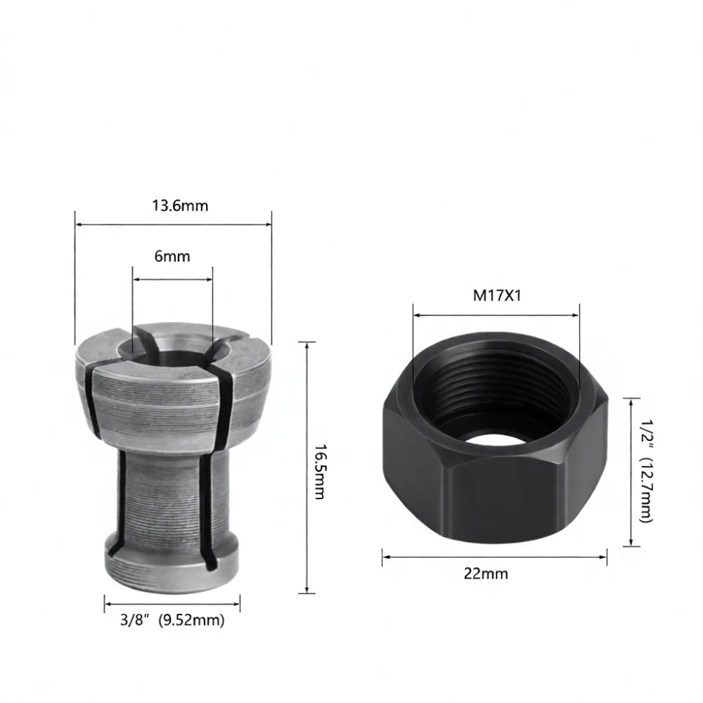 Professional M17 Router Collet Nut For Wooden Edge Trimmer Engraving Machine Replacement Parts Stable Clamping Precise Cutter
