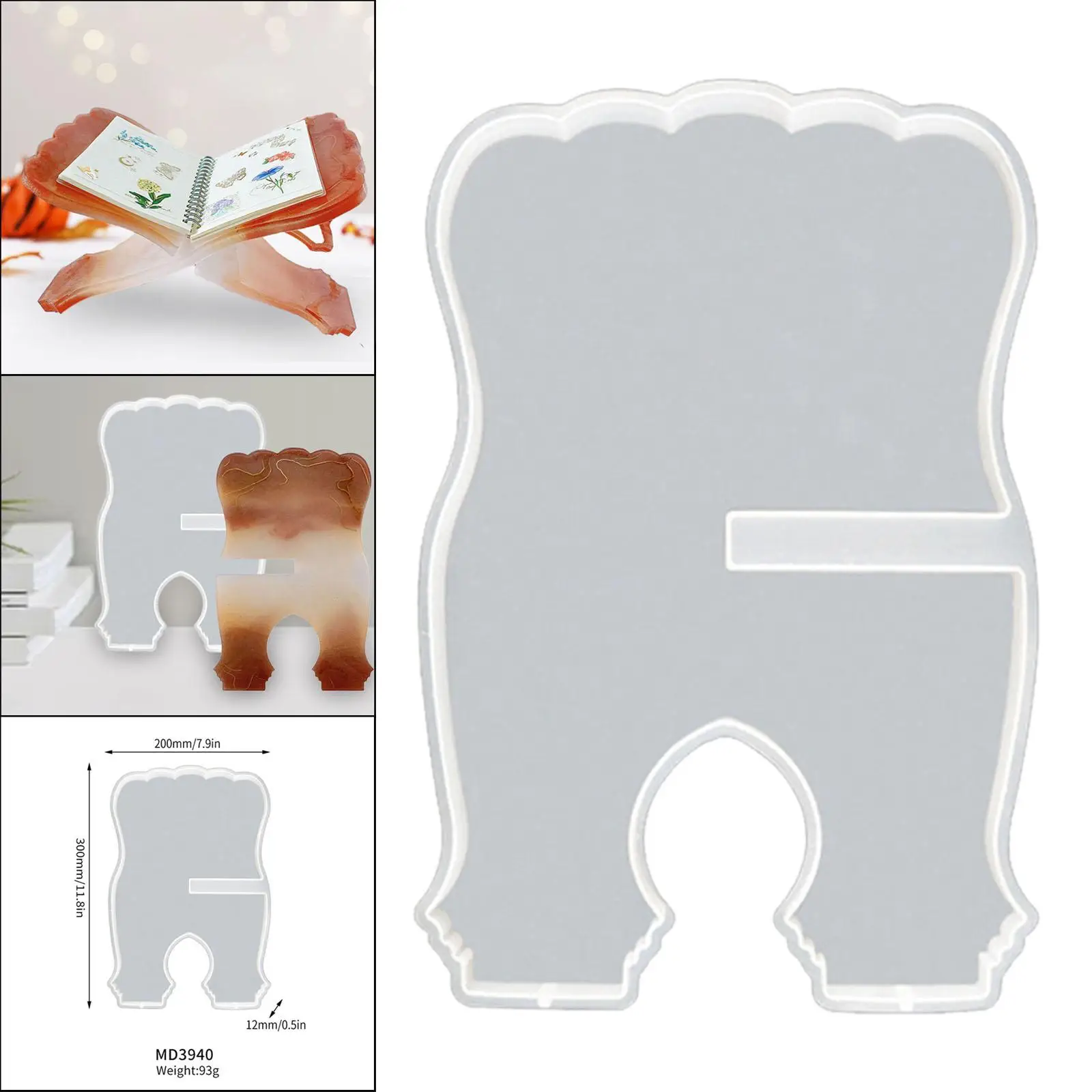 DIY Book Holder Model for Resin, Silicone Model for Book Reading Rack, Epoxy Resin Casting for Office Kitchen