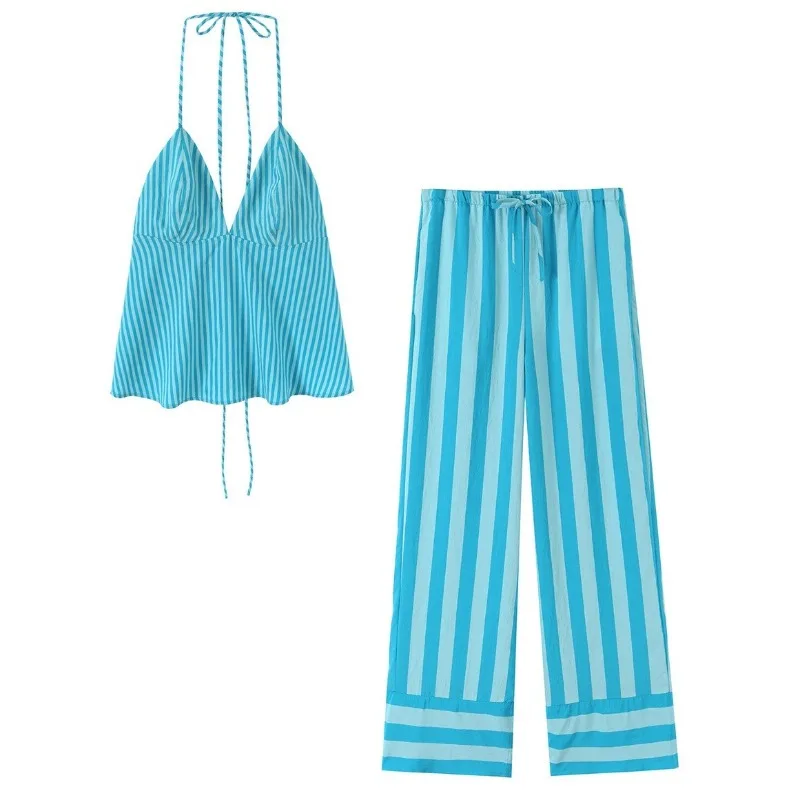 New Autumn Fashion Backless Halter Top Wide-leg Pants Are Fresh and Bright in Style, Fashionable Bestsellers with Elegant Charm.