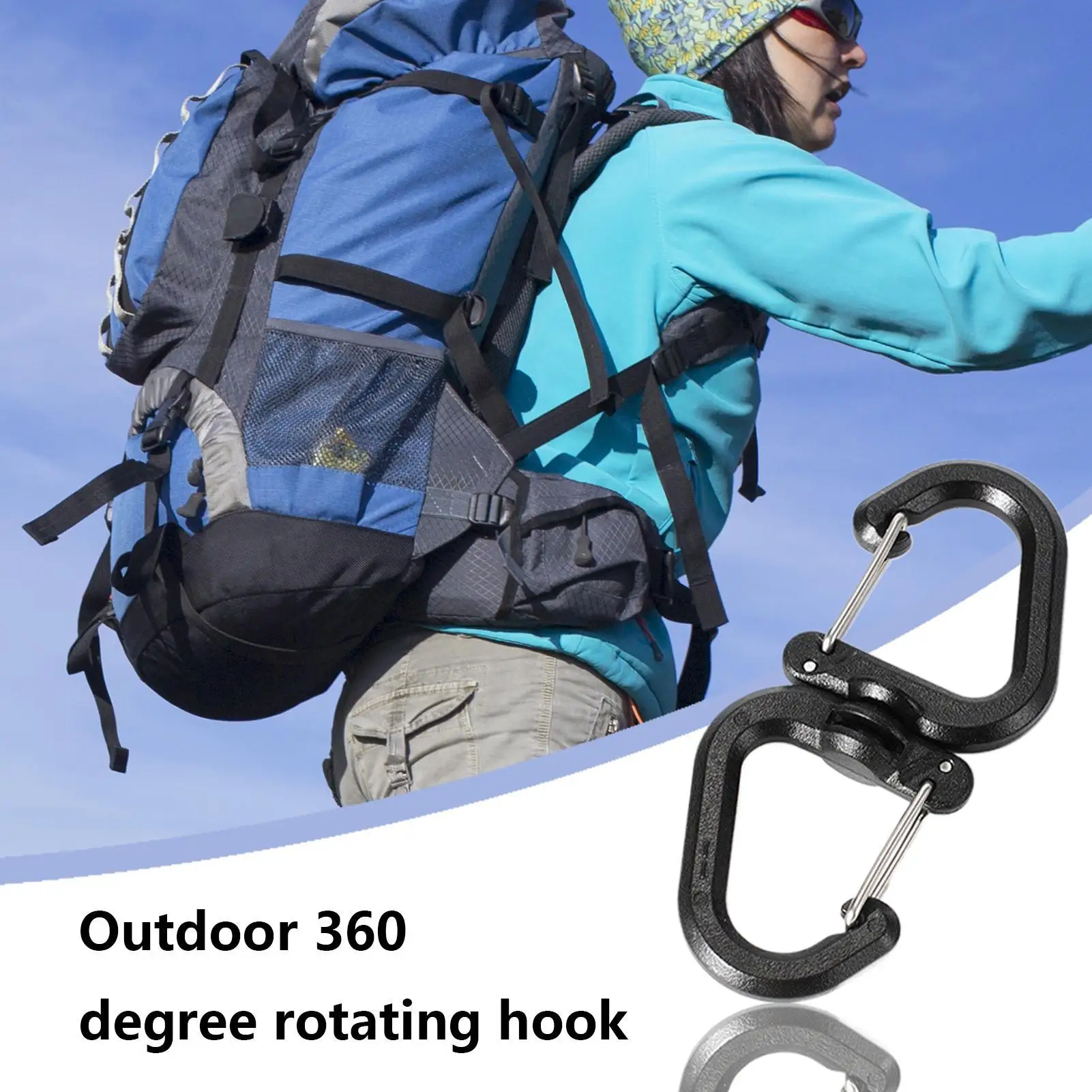 1PC 360 Degree Double Carabiner Keychain Keychain Locking Hooks Portable S Chain Hooks Multi-Use Backpack Keychain Carabiner
