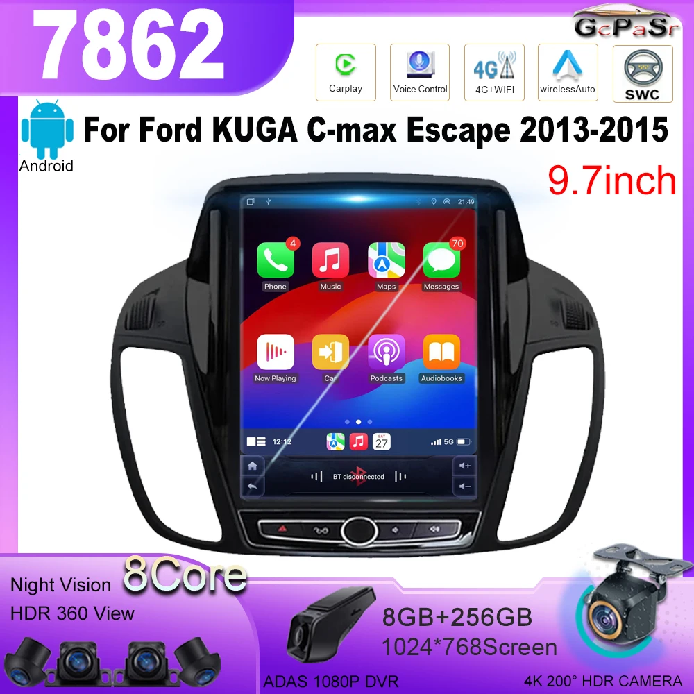 

Android 13 для Ford KUGA C-max Escape 2013-2015 Стиль Tesla Навигация Автомобильный GPS Авто Радио Стерео Авто Мультимедийный Плеер Без 5G