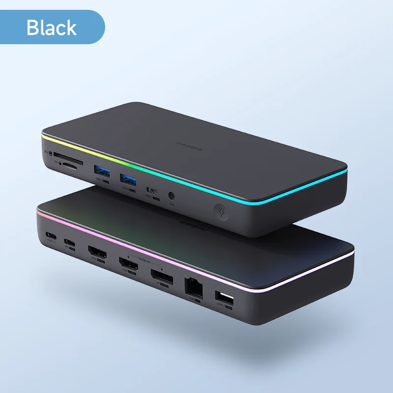 Hagibis displaylink usb c docking station dreifach anzeige 3 monitore mit dp mst hub 100w pd rj45 led für macbook m1 m2 fenster