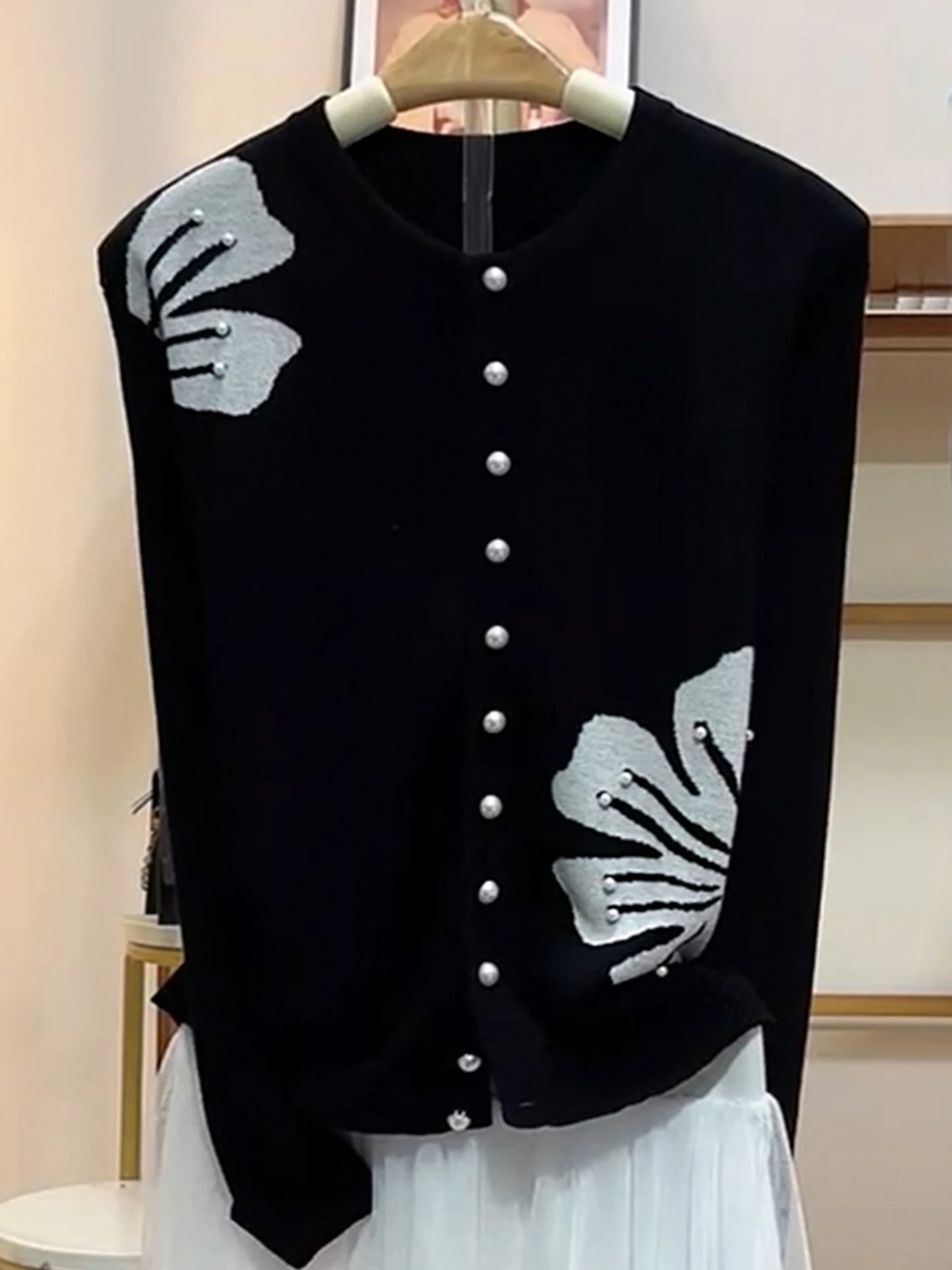 

Женский свитер Camere с вышивкой Ele Thiened Long Sve, осень 2022, льняной вязаный кардиган Poem Art