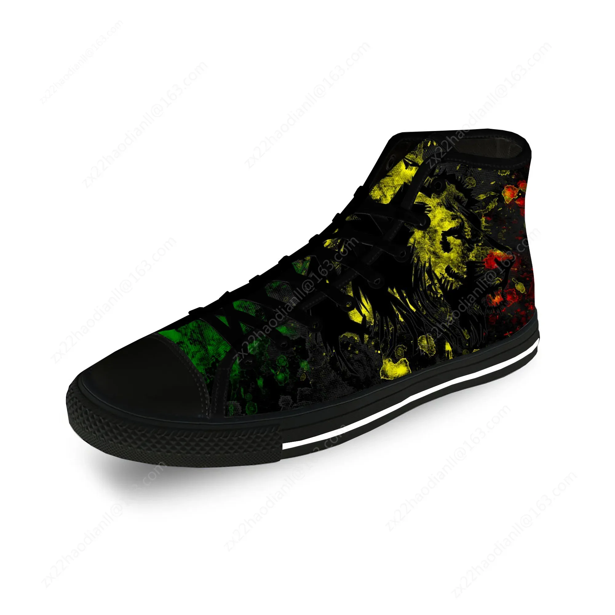 Reggae Rastafarian Rasta Rastafari Lion Casual Cloth 3D Print High Top Canvas Shoes Men Women Lightweight Breathable Sneakers