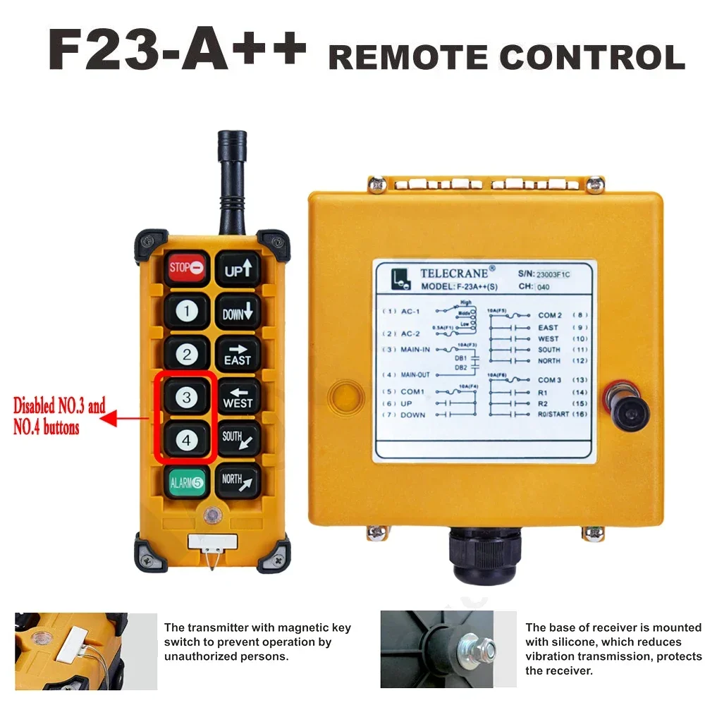 Industrial Remote Controller F23-A++/F23-BB 18-65V 65-440V 1/2 Transmitters 1 Receiver  Electric Hoist Wireless Switches