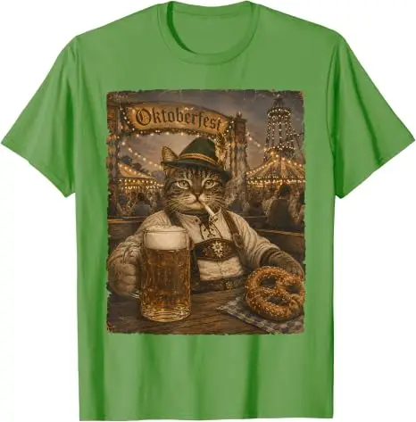 Oktoberfest Herren Lederhosen Lustiges Deutsches Biertrink-Meme T-Shirt Y2k Oktoberfest Kostüm Grafik Katze Papa Trinker T-Shirt Geschenk – Detail 9