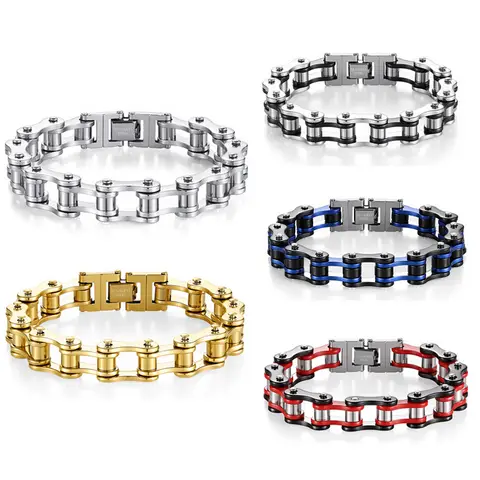 Bracelet men's stainless steel trendy rock personality motorcycle chain bicycle titanium steel bracelet
