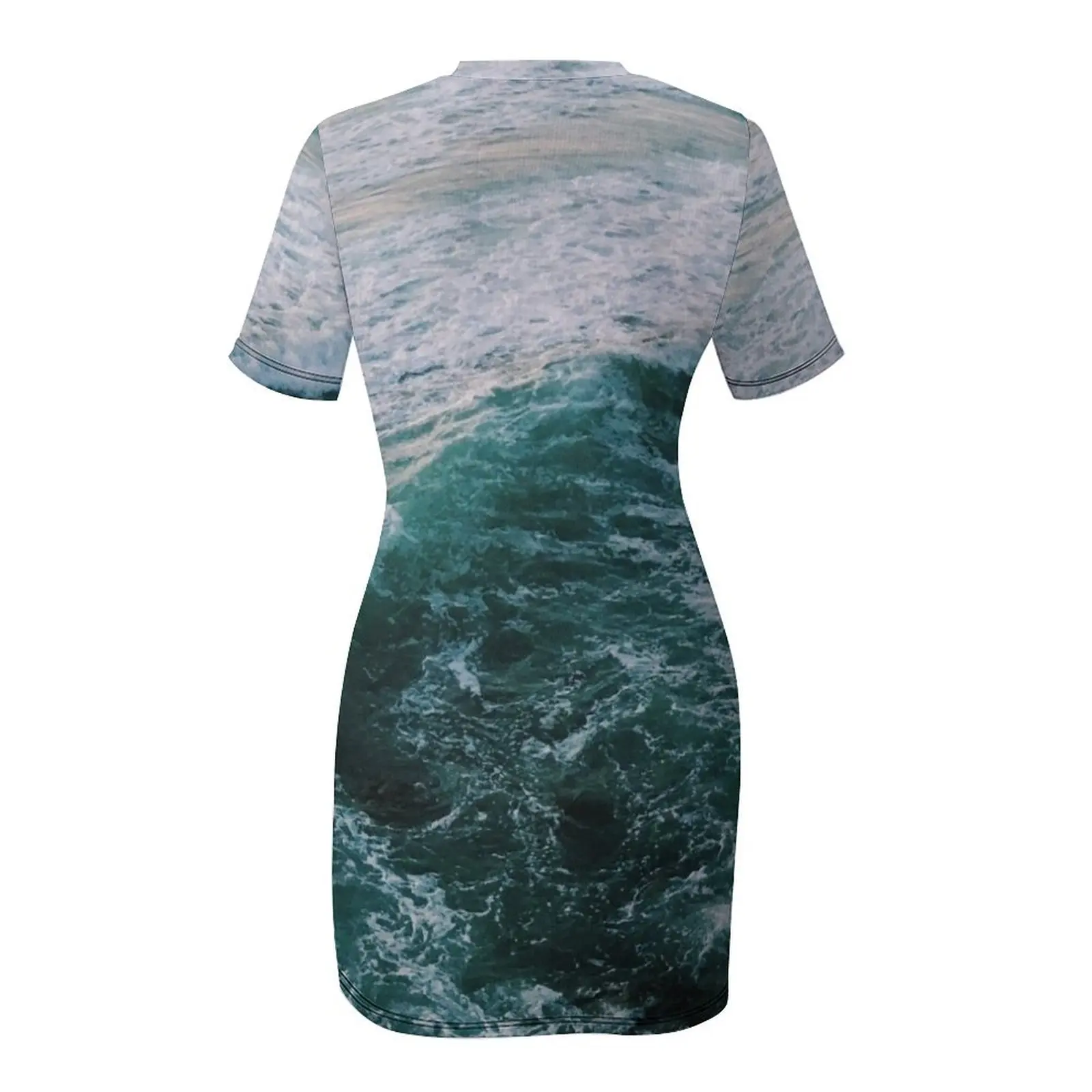 فساتين بأكمام قصيرة لموجات أزرق المحيط الخام لحفلة موسيقية فستان صيفي فستان صيف 2025 فساتين غير رسمية للنساء #5