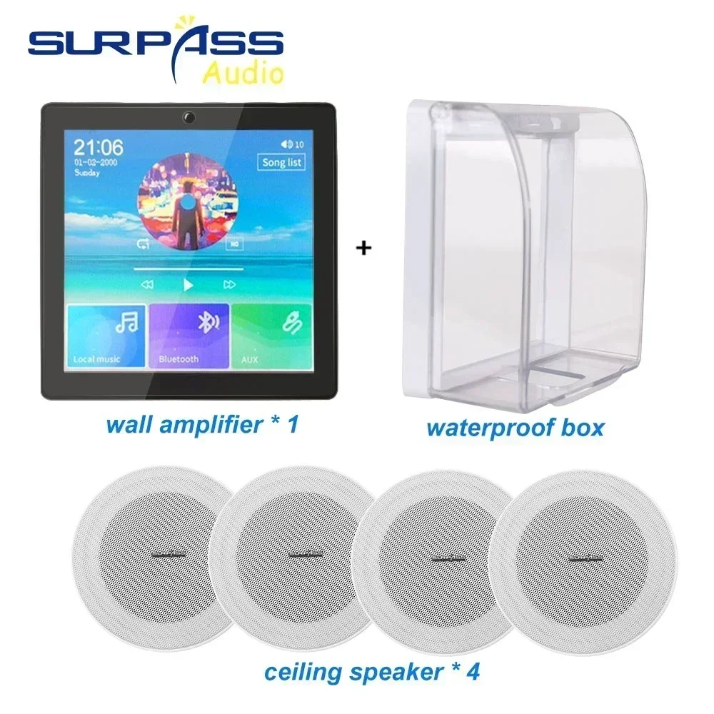 Bluetooth Wandversterker Smart Home Audio Mini Touchscreen 4*20W Stereogeluid Muziek PA-systeem Luidspreker Plafondluidspreker pak