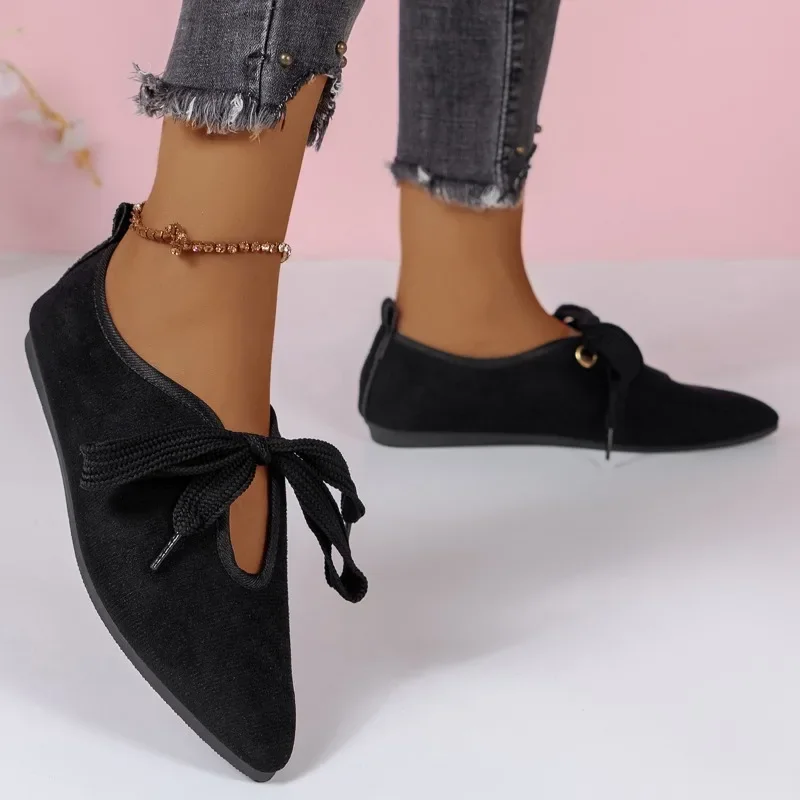 Autumn New Pointed Toe Suede Loafers Women Shoes Flats Walking Comfortable Work