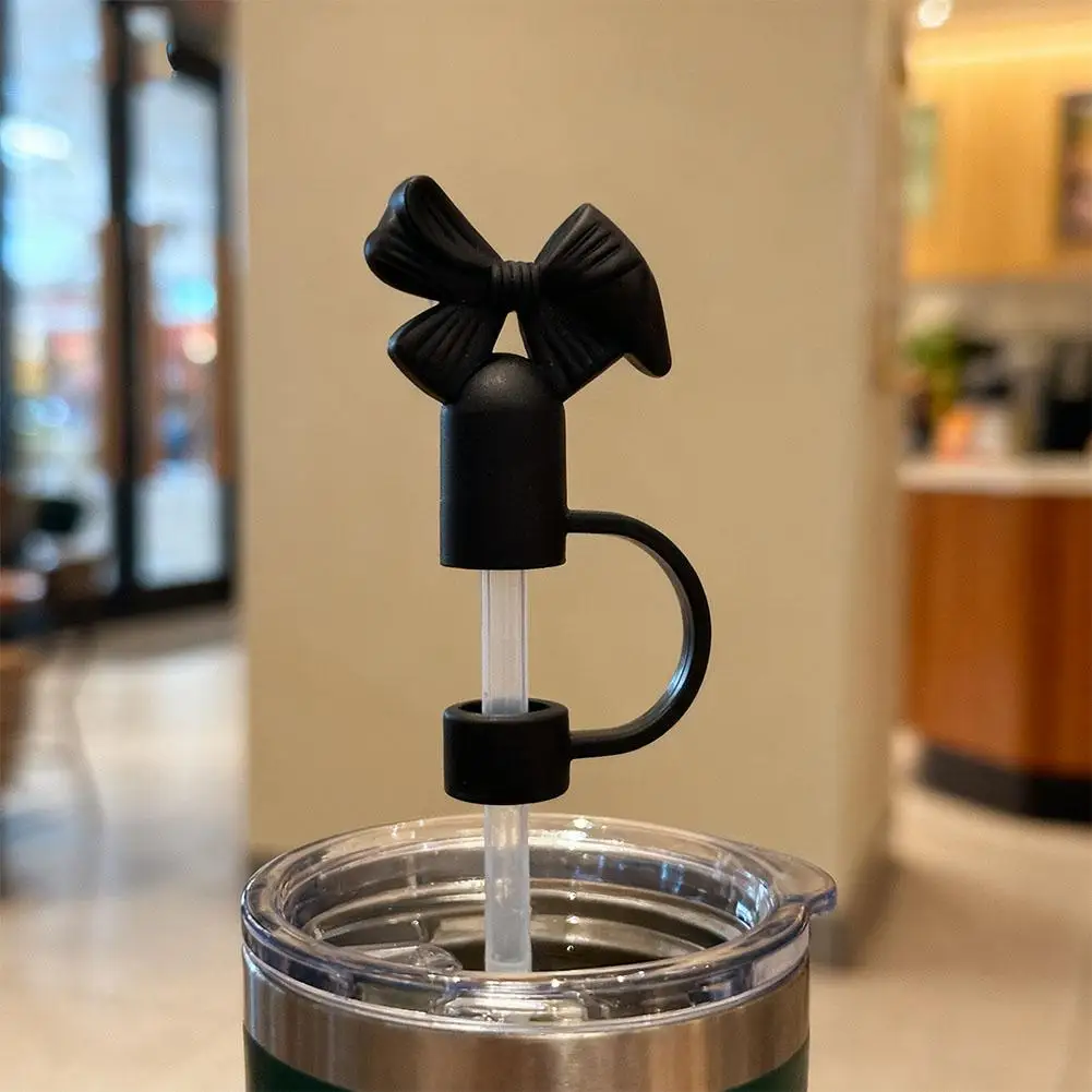 Silicone Straw Cap With Bowknot Design Leak-Proof Straw Cover For Tumblers Cups Reusable Straw Accessory For Daily Travel U Q8A1