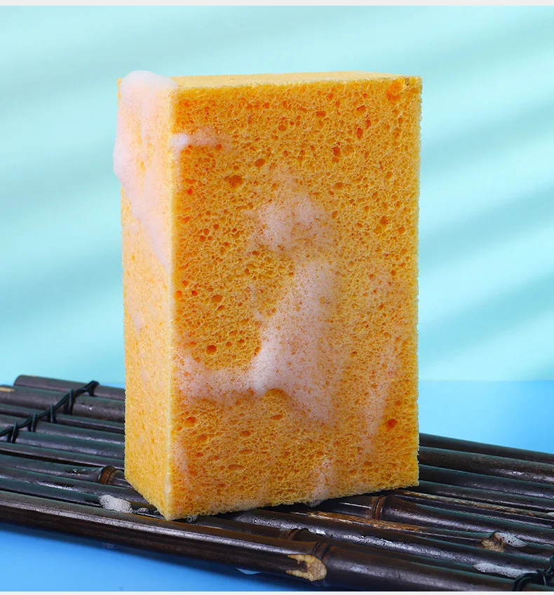 Natural Wood Pulp Cleaning Sponge Kitchen Scrubber Absorbent Soft Pad For Dishwashing Microwave Oven Surface Maintenance