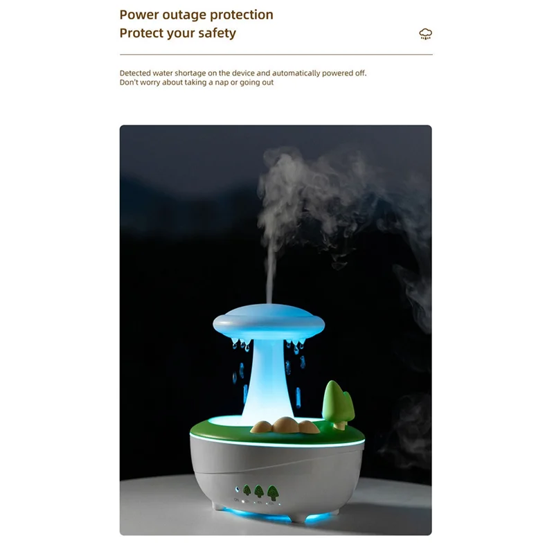 

AT63-водопальный увлажнитель воздуха, дождевое облако, диффузор грибного масла с дистанционным таймером, для спальни, лампа-водопад, забавный подарок, забавный подарок