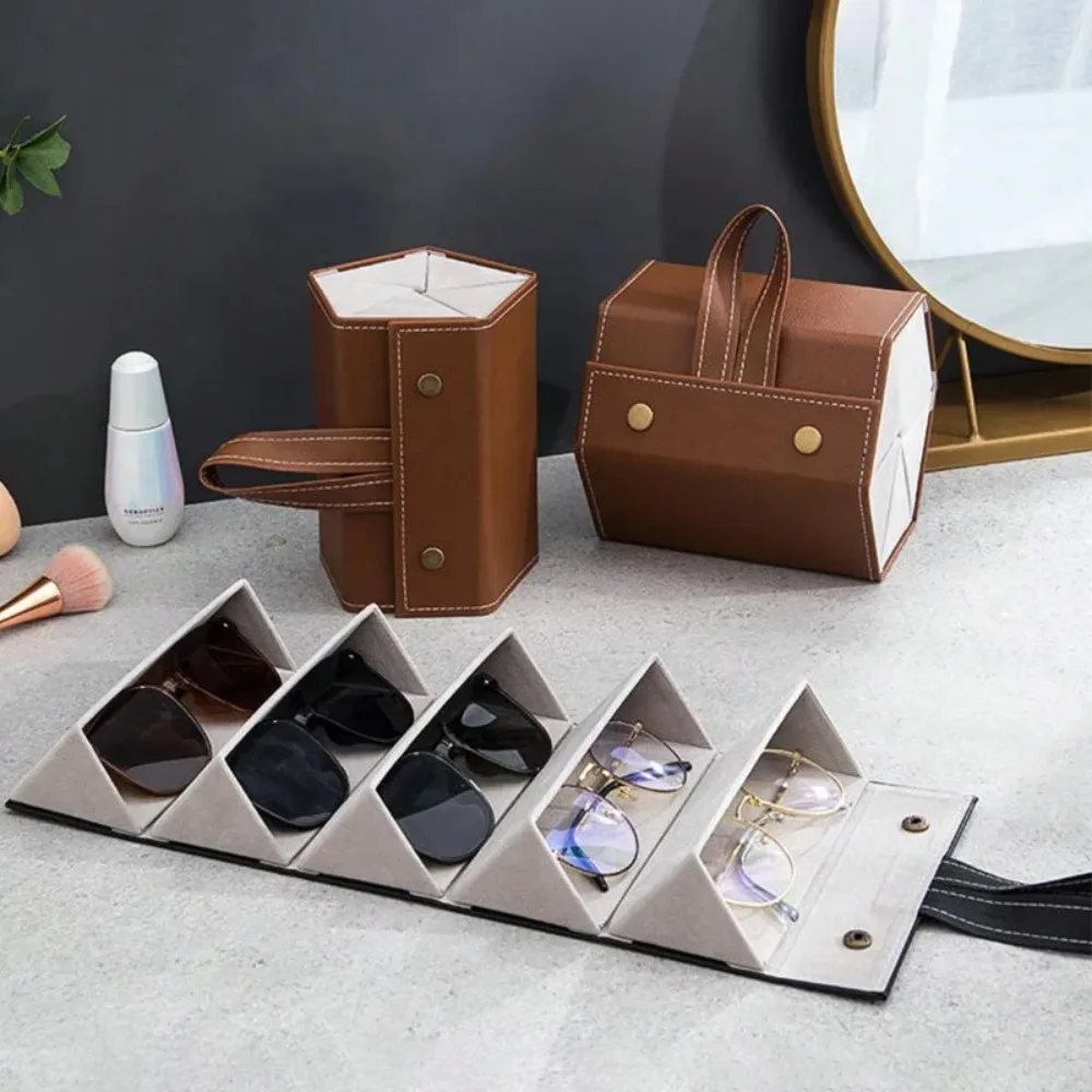 Multi-slot Portable Glasses Organizer 2/3/4/5/6 Multi-slot Eyeglasses Storage Display Travel Sunglasses Case PU Eyewear Boxes