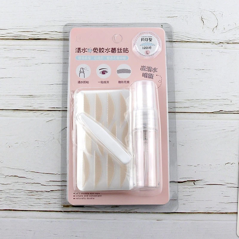 120 Pairs of Lace Double Eyelid Stickers That Stick To Water Without Feeling Invisible and Come with Spray Bottle Makeup