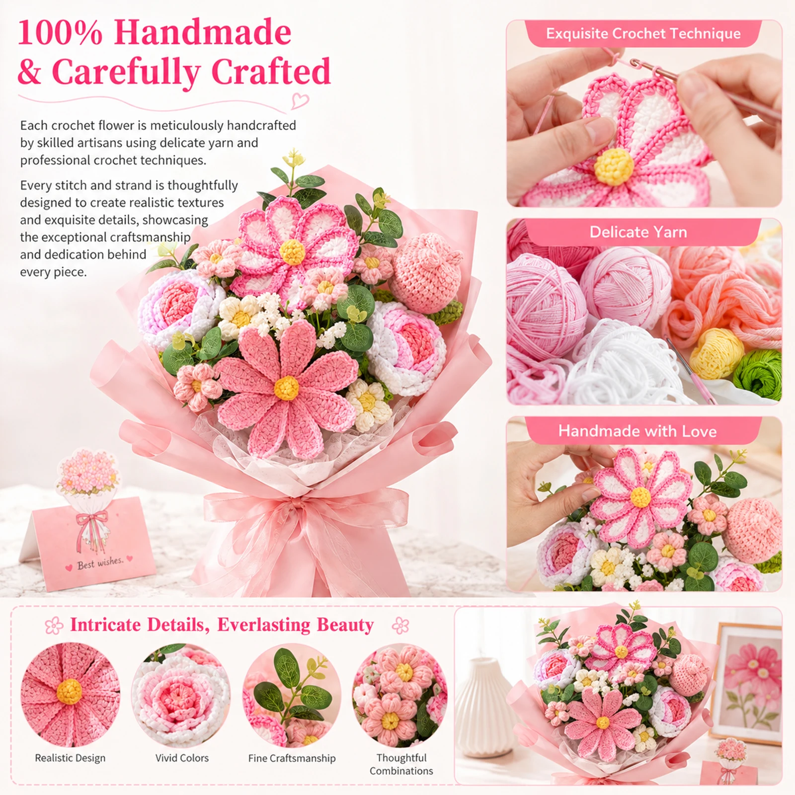 Crochet Flower Bouquet with To - огляд і ціна Crochet Market Bag