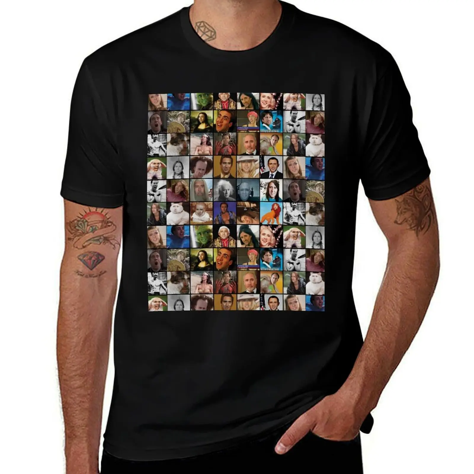 Nicholas Cage Pattern - Nicolas Cage - Nick Cage Nic T-Shirt man t shirts high quality luxury brand T-Shirt