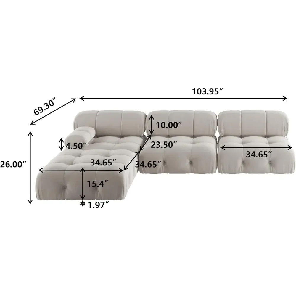 living room sofas Sectional Sofa, Modular Sectional Couch with Ottomans- L Shaped Couch for Living Room, 4 Seater Sofa Sets,104