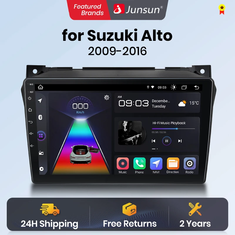 Junsun V1 Android 12 CarPlay Android Auto Radio For Suzuki Alto 2009 2010 2011 2012 -2016 4G Car Multimedia GPS 2din autoradio