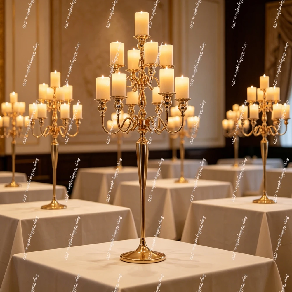 85-150cm 4pcsNew Arrival Tall Glass Cylinder 9 Arms 11 Arms Wedding Background Floor Candleholder Clear Center Pieces Wedding