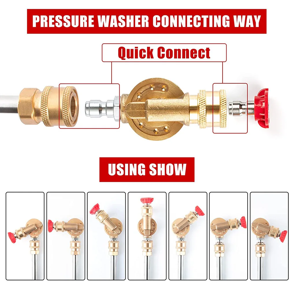 Car Pressure Washer Extension Wand Lance 45 90 Degree Curved Angled Nozzle Pivot Coupler for Karcher Sun Joe 1/4 Quick Connector