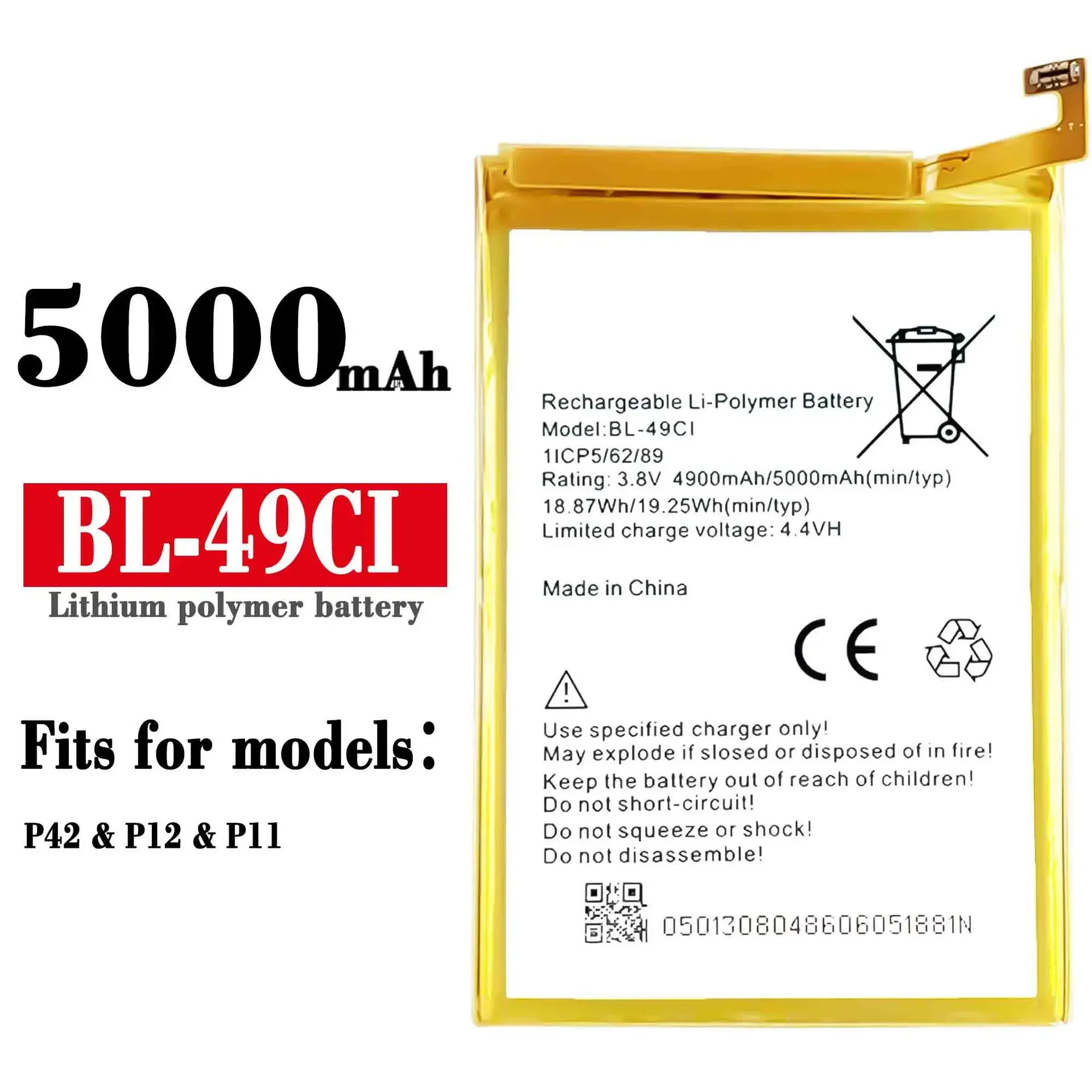 

High Quality Replacement Battery For Itel P12 P11 P42 Mobile Phone BL-49CI 5000mAh Built-in High Capacity Battery