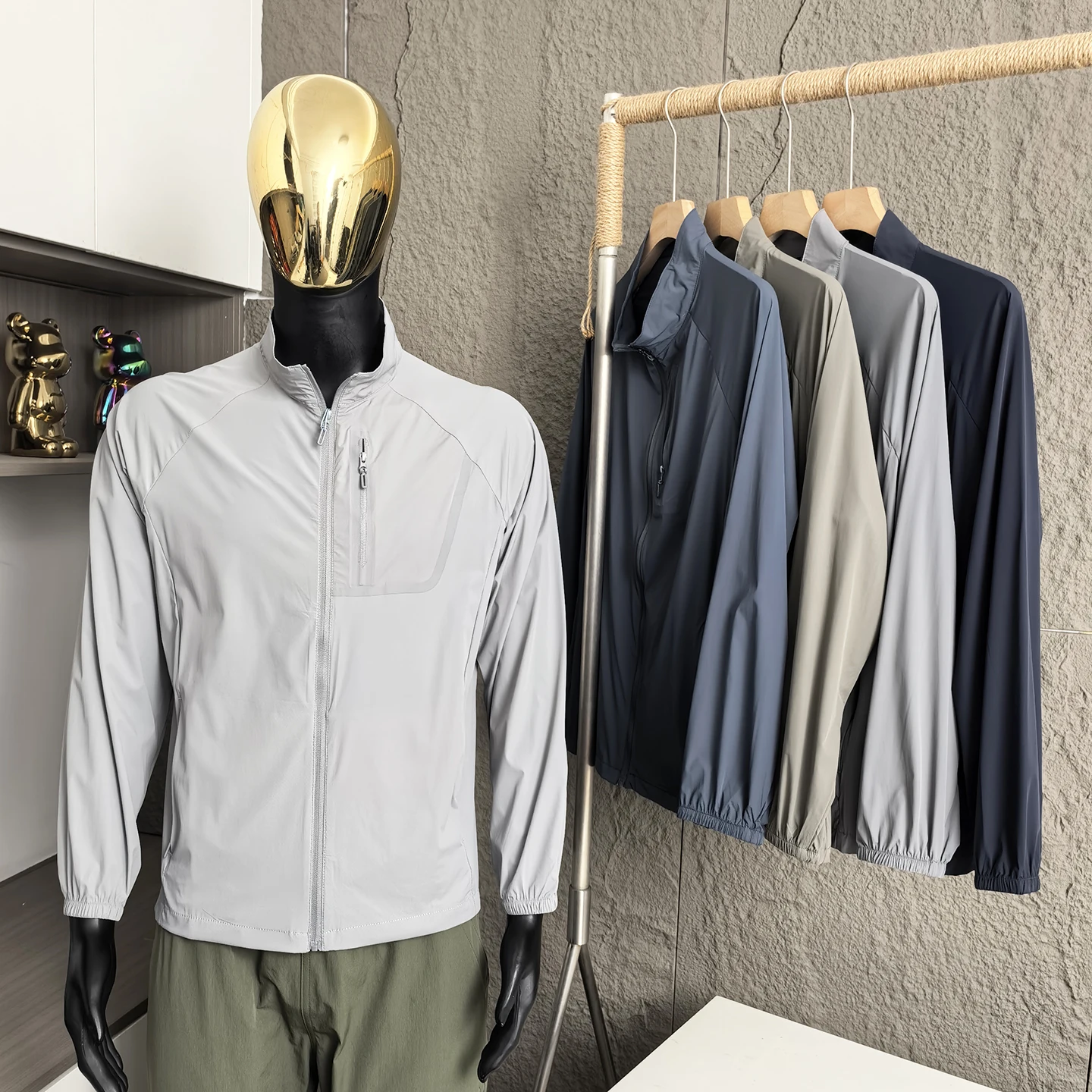 

Высококачественная мужская уличная куртка с воротником-стойкой, тонкая, из искусственной кожи, UPF50, весна-лето, модная, солнцезащитная, свободного кроя, с длинными рукавами, на молнии