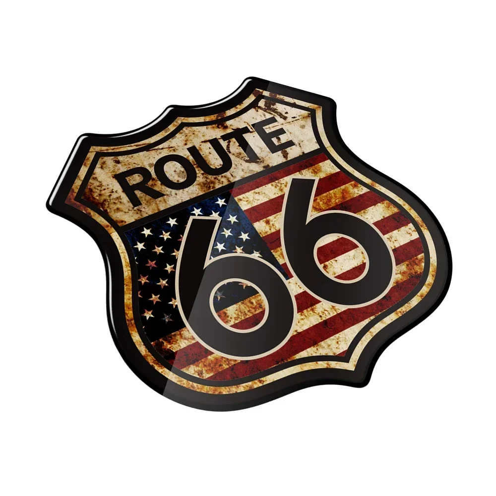 3D US The Historic Route 66 Stickers Rusty Decals Motorcycle Motorbike Car Vintage Sticker