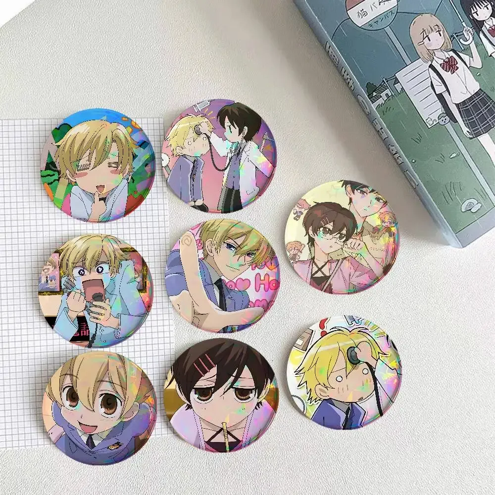 Anime Ouran High School Host Club For Badge Personalized Custom Laser Reflective Hologram Metal Enamel Pin Brooch Souvenir Gift