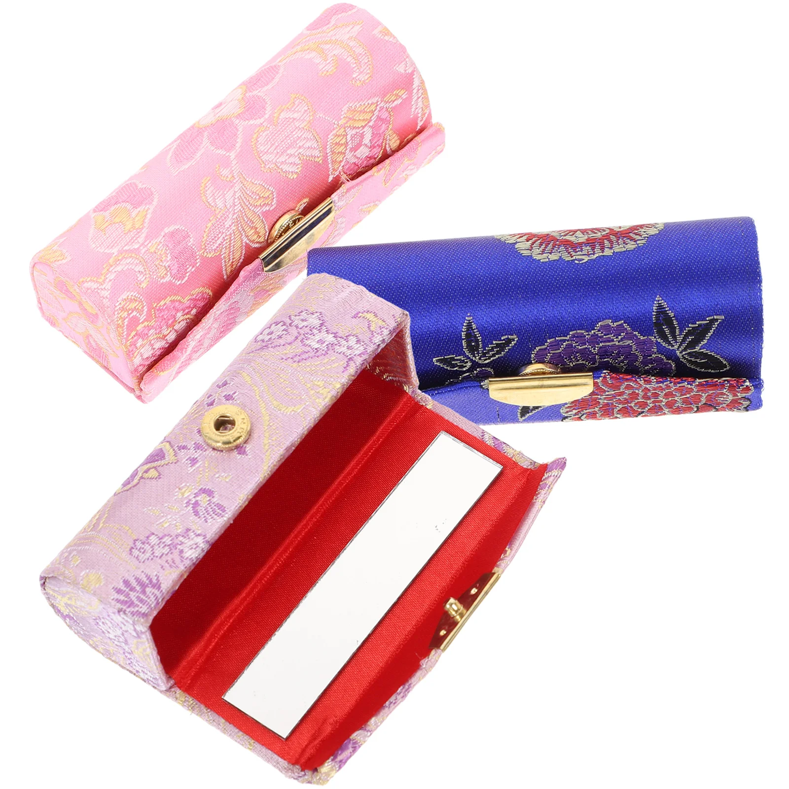 3 Pcs Wallet Lash Cosmetics Lipstick Case Makeup Organizer Holder Mini Vintage Miss Travel