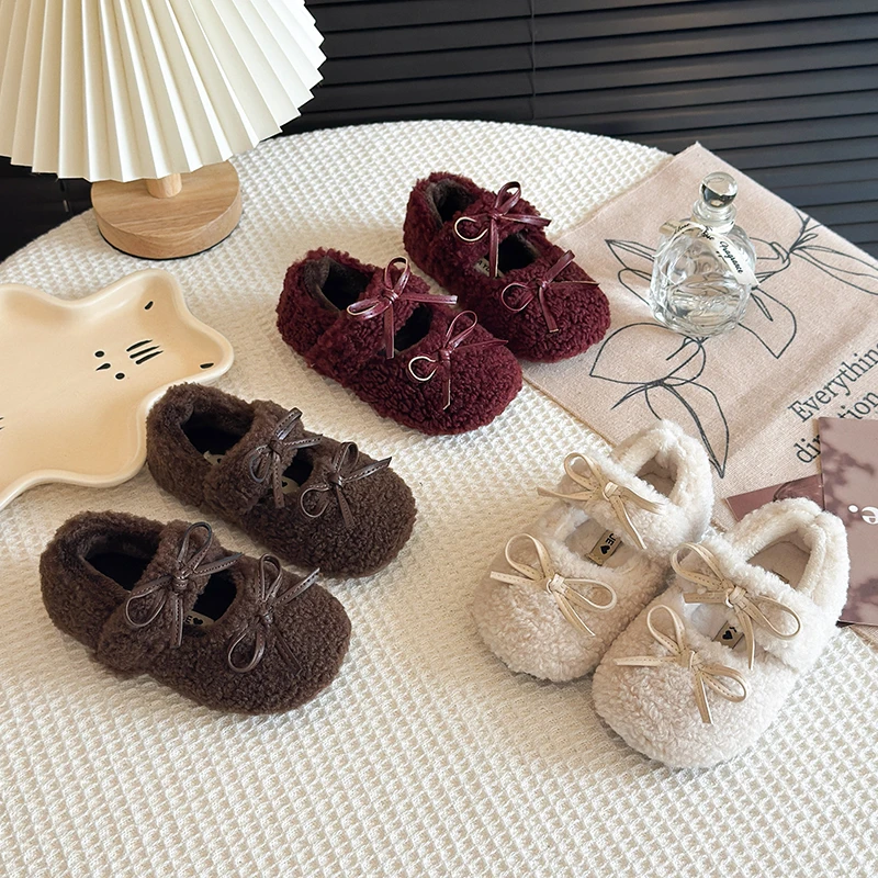 

Children Casual Cotton Shoes for Girls 2025 Winter New Fashion Korean Style Soft Bottom Anti-slippery Versatile Princess Shoes
