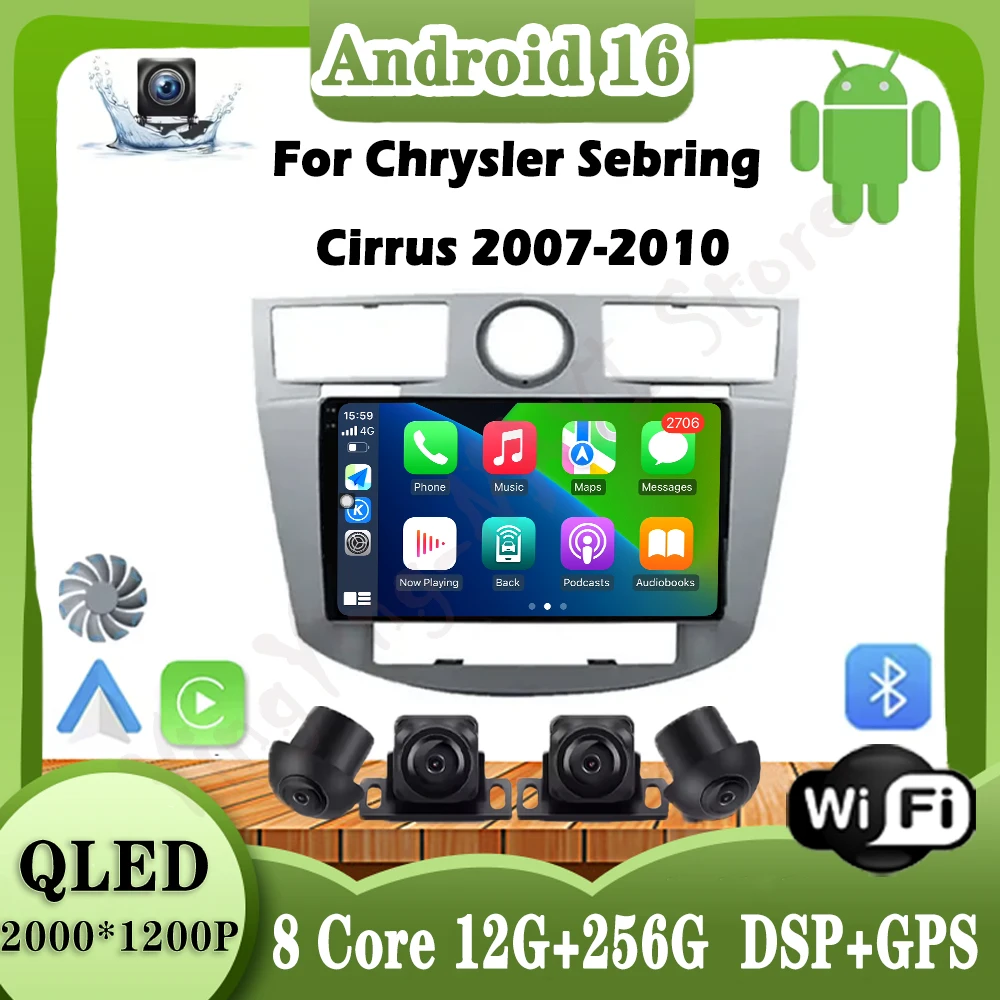 

Android 16 For Chrysler Sebring Cirrus 2007-2010 Car Carplay Monitors Multimedia Plyaer Stereo Radio DSP Accessories Auto