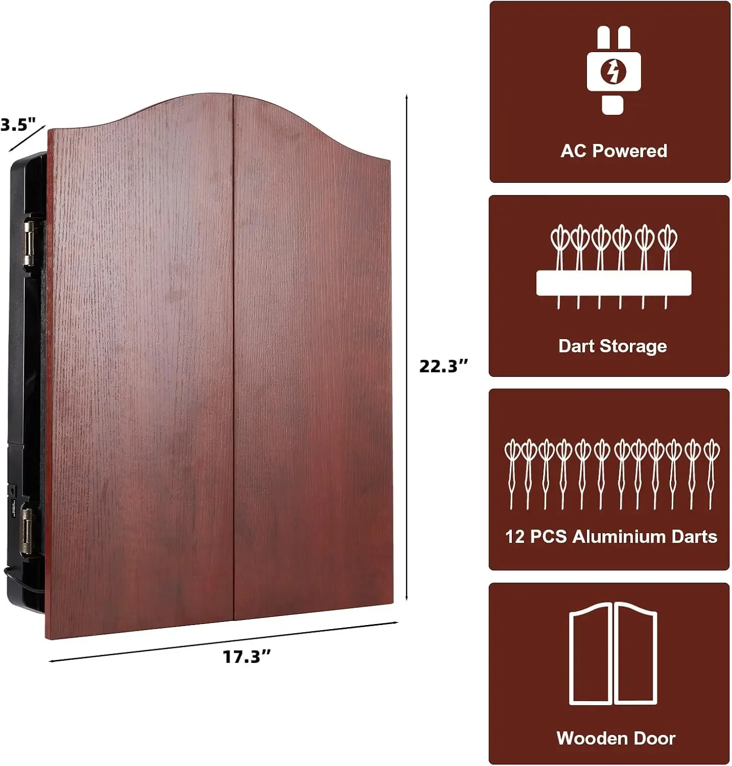 Electronic Dart Board with Wooden Door, Light Effects & Heckler Mode Electric Dartboard with 12 Darts & 100 Soft Tips, 50 image 12