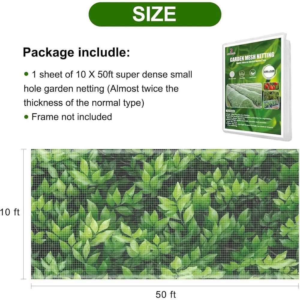 Durable Garden Netting for Plant Protection - 10ft x 50ft