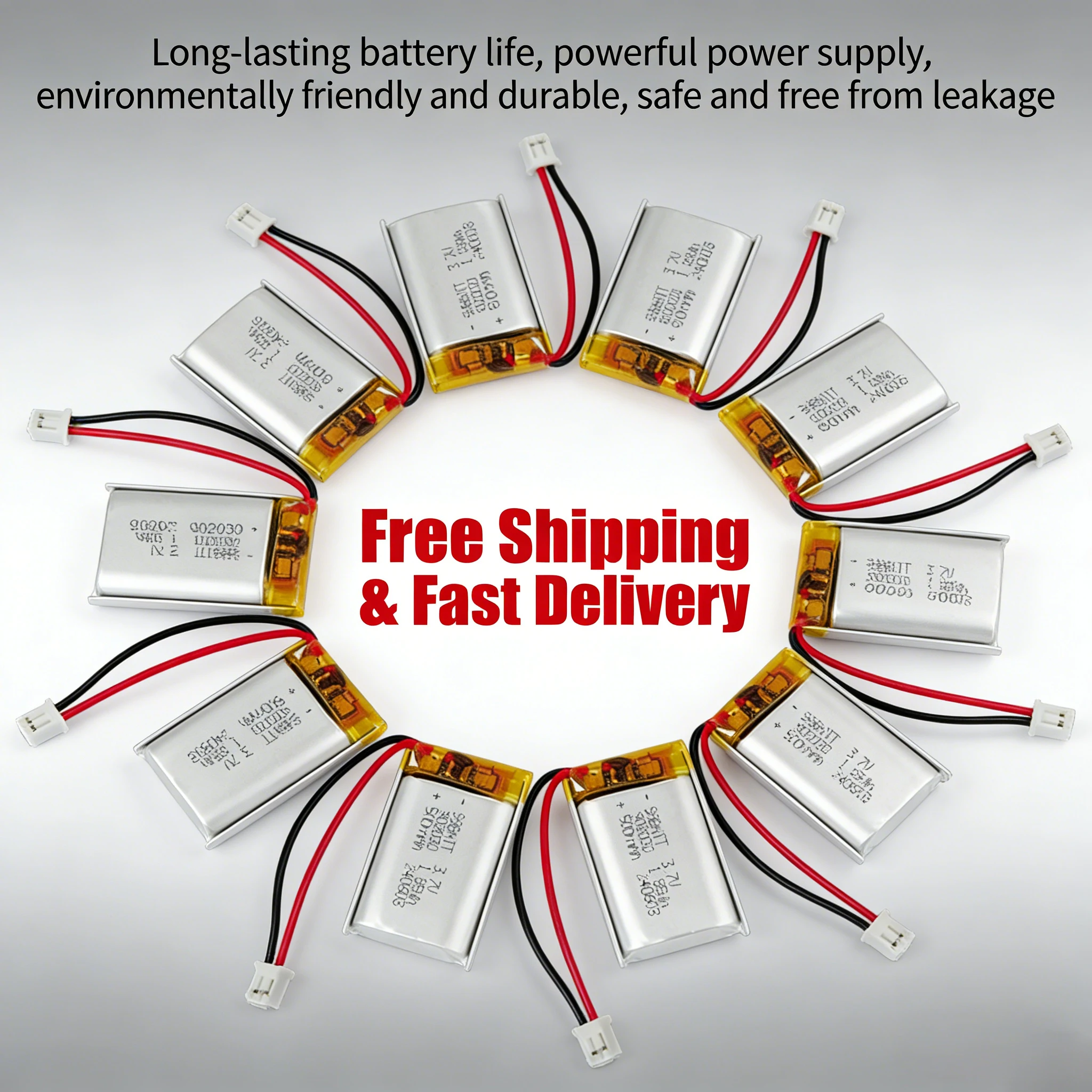 

10Pcs 3.7V 500mAh 902030 102030 Lipo Battery, Rechargeable Lithium Polymer Cell for Solar Light, GPS Tracker, Bluetooth Mouse