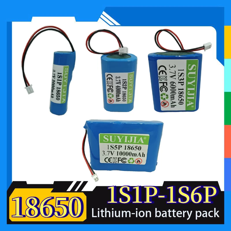 

18650 Battery Pack 3.7V 1S1P-1S6P Rechargeable Li-ion Battery with BMS Protection for DIY/E-bike/Solar/Flashlight/Robot